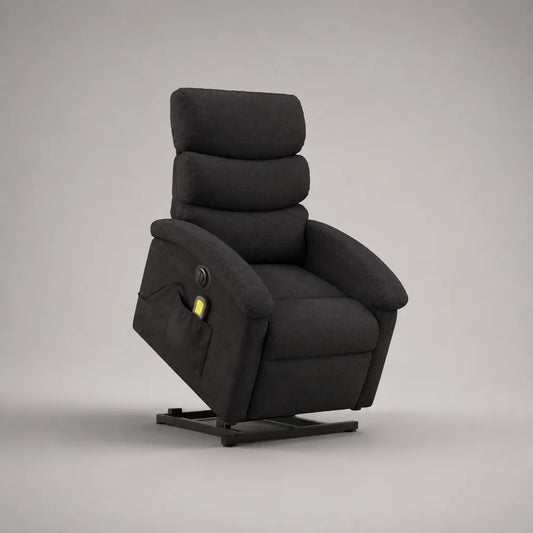 Fauteuil releveur électrique inclinable 1 place en polyester anthracite avec dossier haut, 76 × 88 × 108 cm