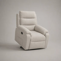 Fauteuil relax manuel 1 place à dossier haut en tissu bouclé beige clair, 94 × 95 × 105 cm